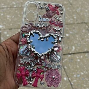 Pink and Silver Decorative Phone Case